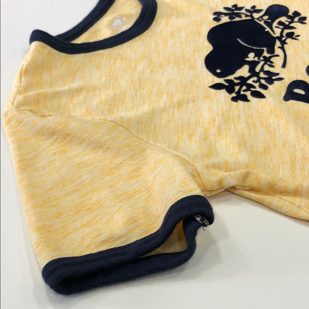🦫Roots Kids T-Shirt – Medium (7–8 Yrs) – Heathered Yellow with Navy Blue Trim - Picture 3 of 8